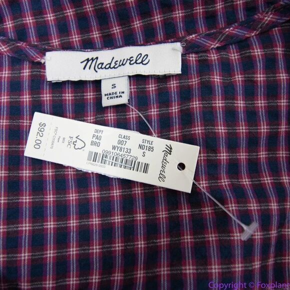 NEW Madewell Flutter-Sleeve Side-Tie‎ Wrap Top in Plaid, S - Picture 14 of 14